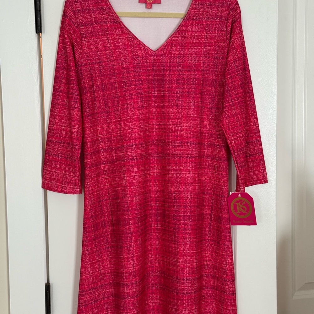 Kaeli Smith Red/Pink Long Sleeve Dress wrinkle-free and packable